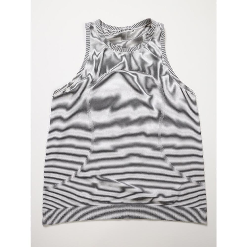 Lululemon Swiftly Tech Tank Gray Black Stripe Seamless Breathable Size 6